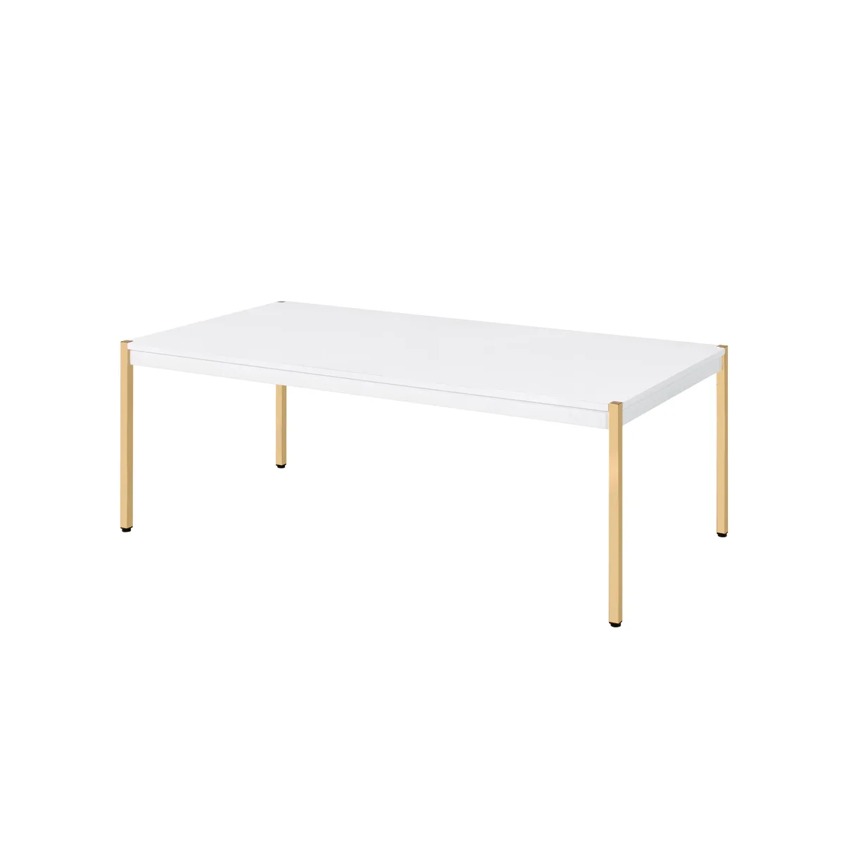 Otrac White & Gold Finish Coffee Table with Metal Tube Legs — view 3