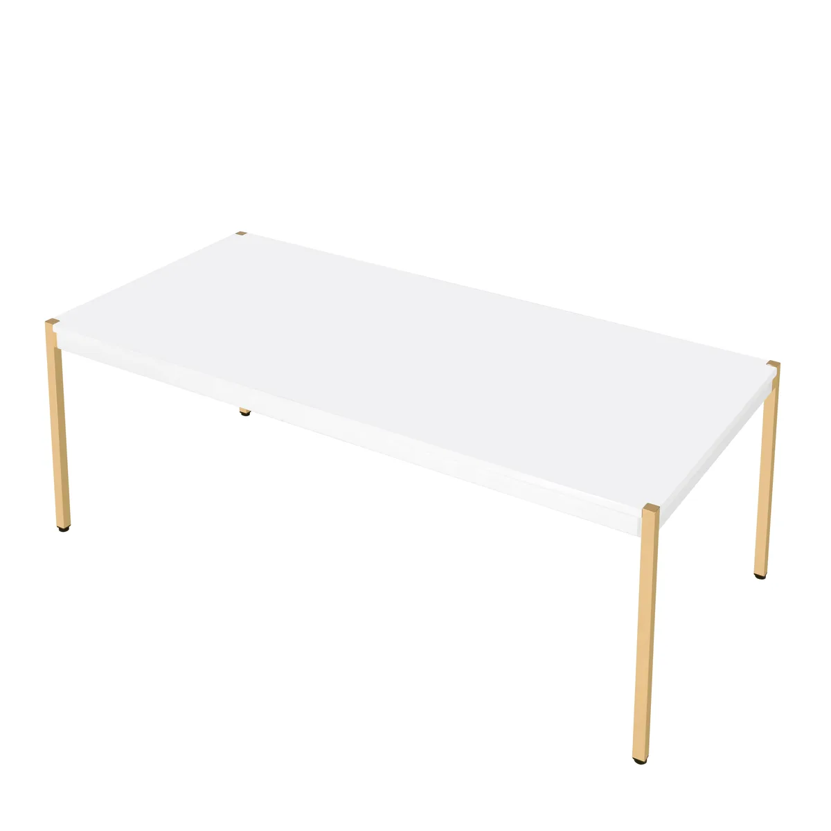 Otrac White & Gold Finish Coffee Table with Metal Tube Legs — view 4