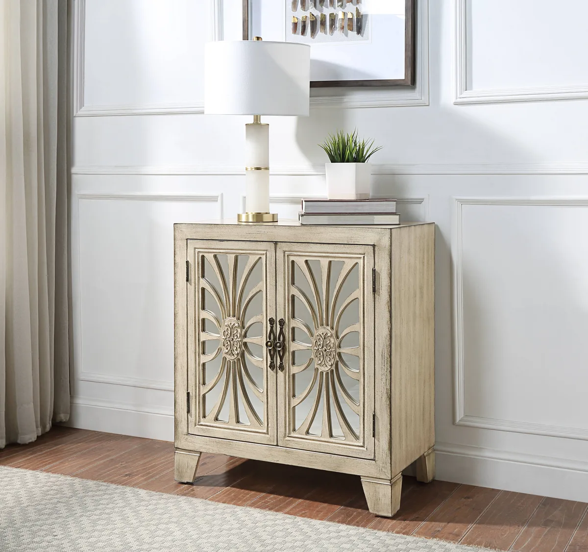Acme Nalani Console Table in Antique White Finish — view 1