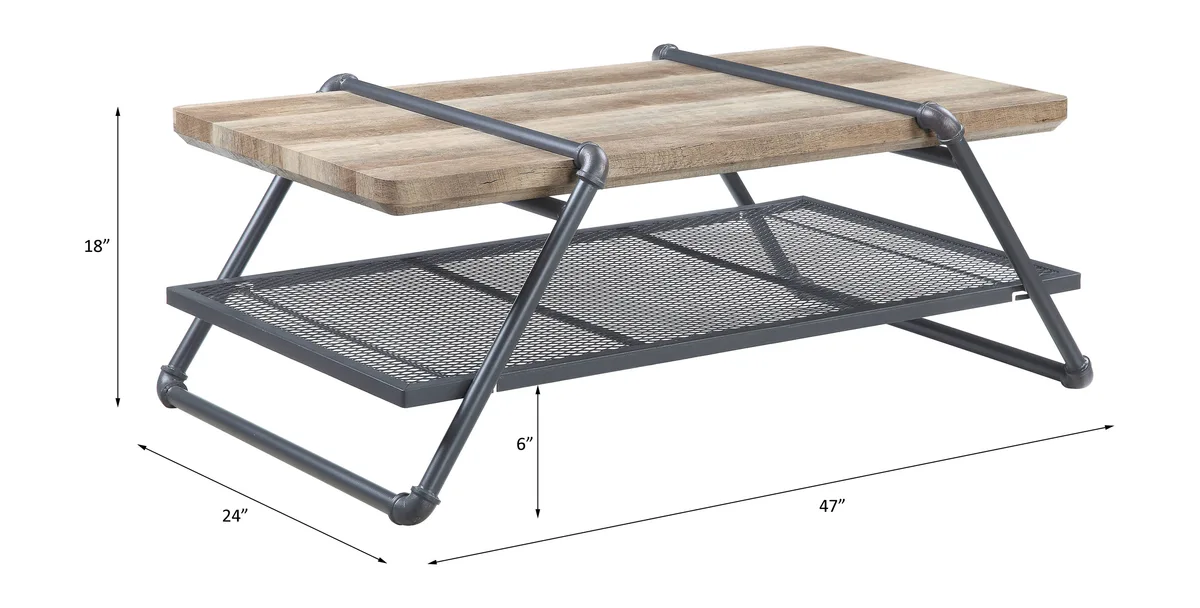 Acme Brantley Coffee Table in Oak & Sandy Gray Finish — view 2