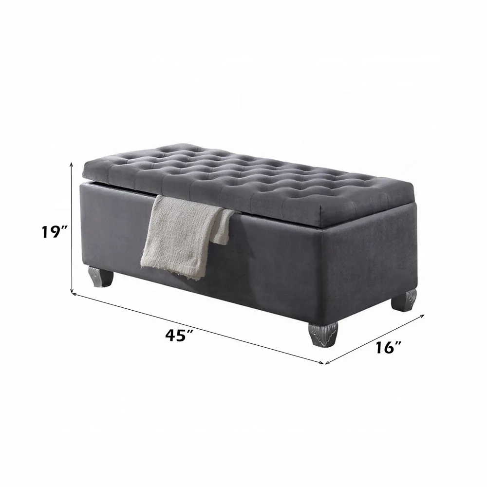Rebekah Bench w/Storage in Gray Fabric 96546 — view 4