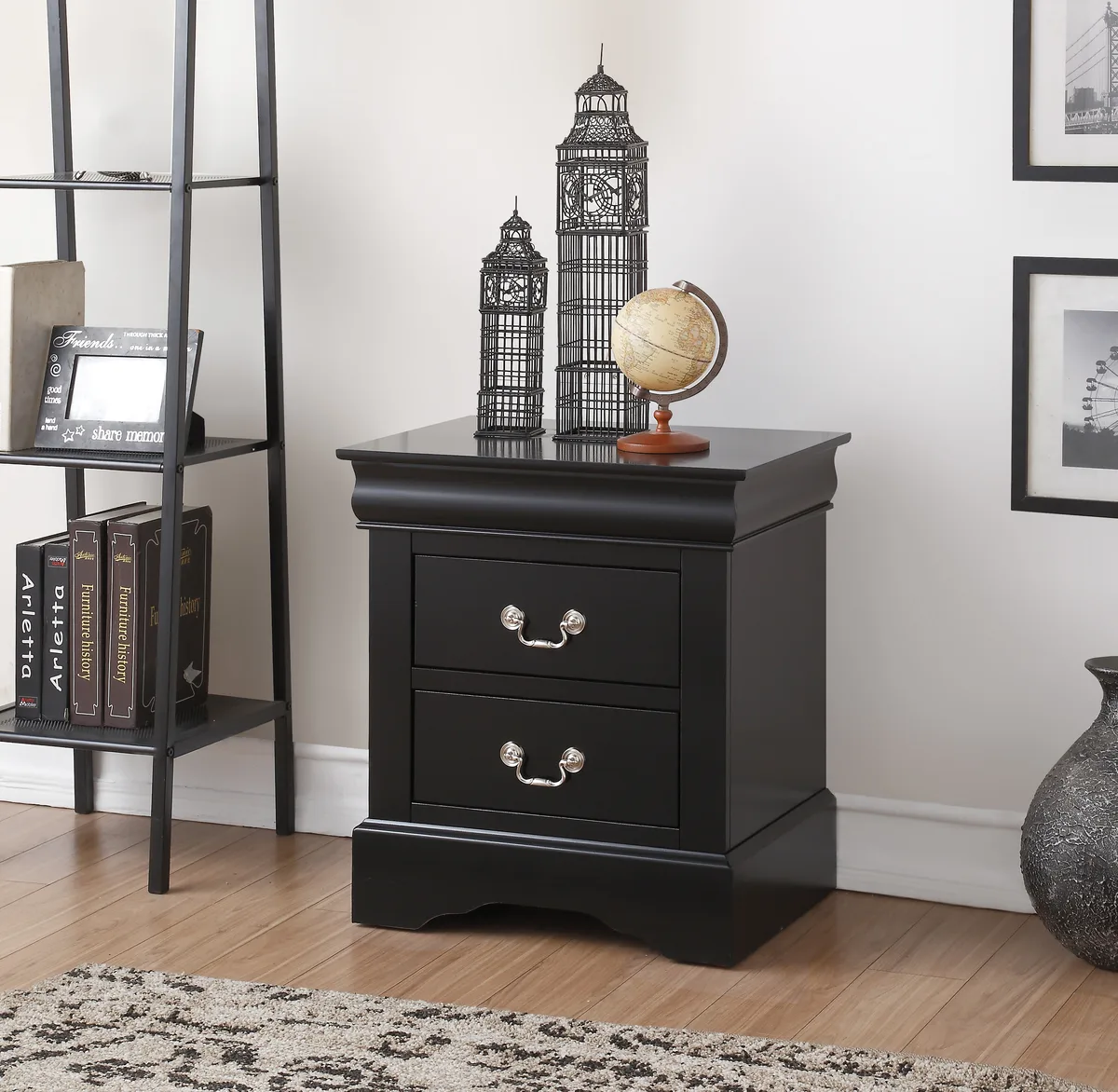 Acme Louis Philippe III Nightstand in Black 19503 — view 2