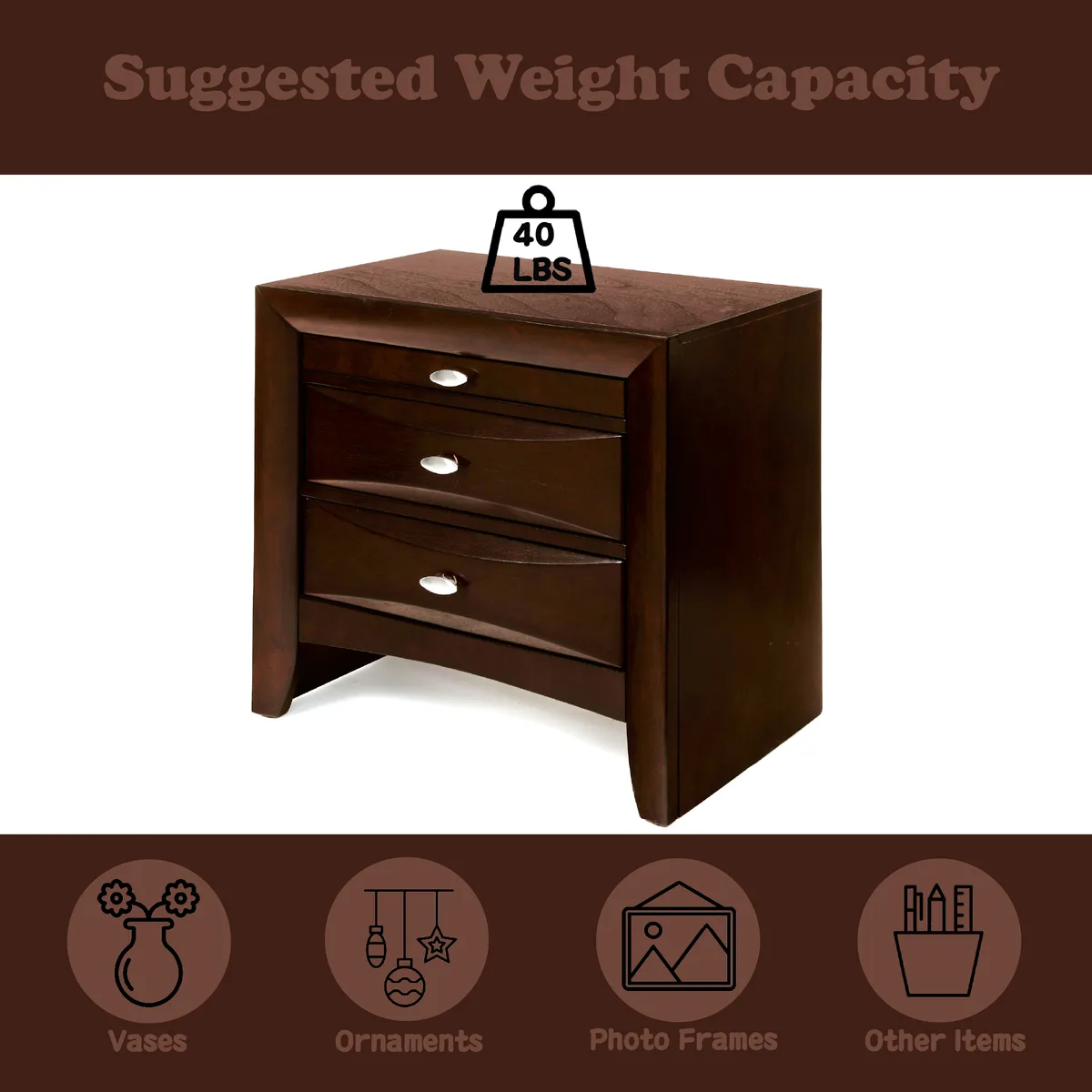 Ireland Nightstand in Espresso 21453 — view 2