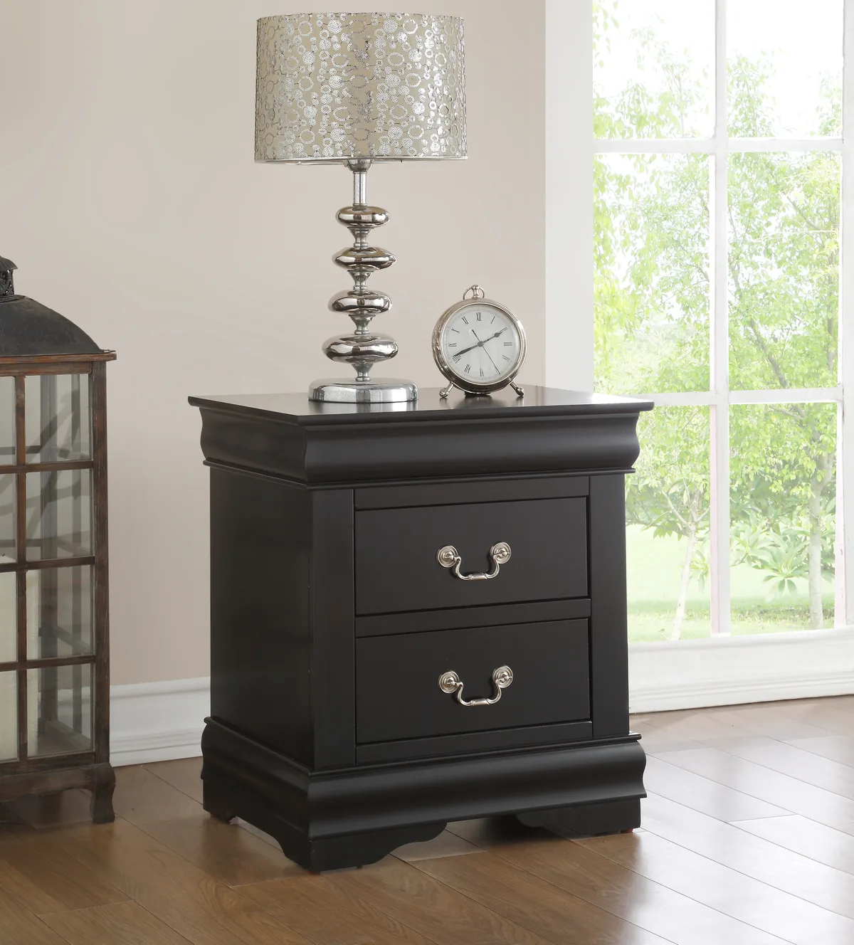 Louis Philippe Nightstand in Black 23733 — view 1