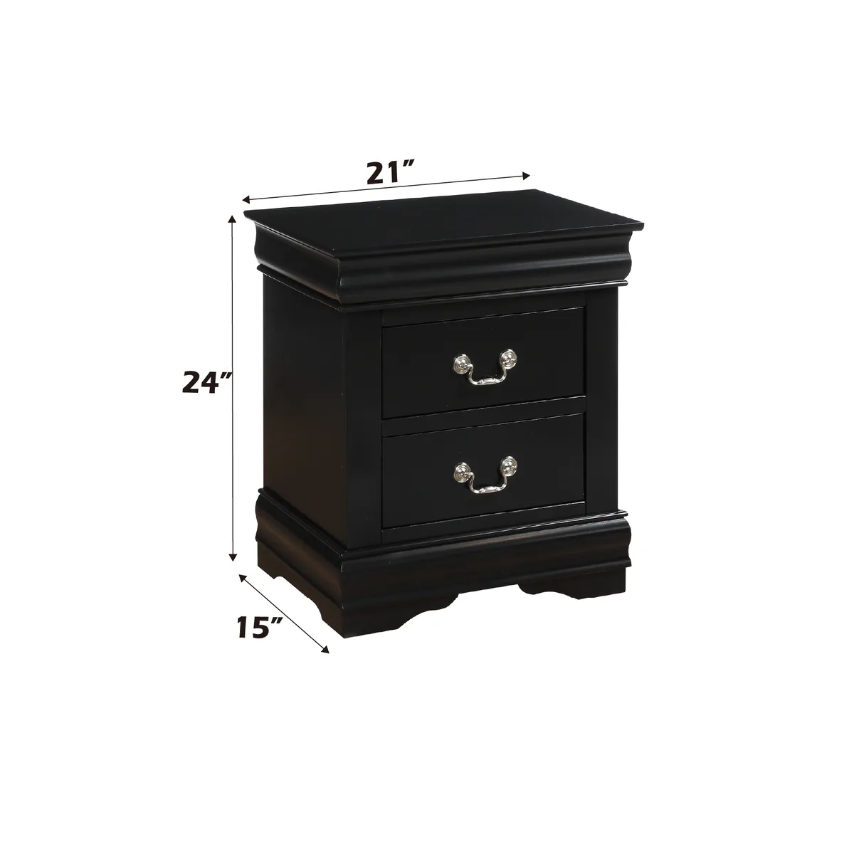 Louis Philippe Nightstand in Black 23733 — view 2