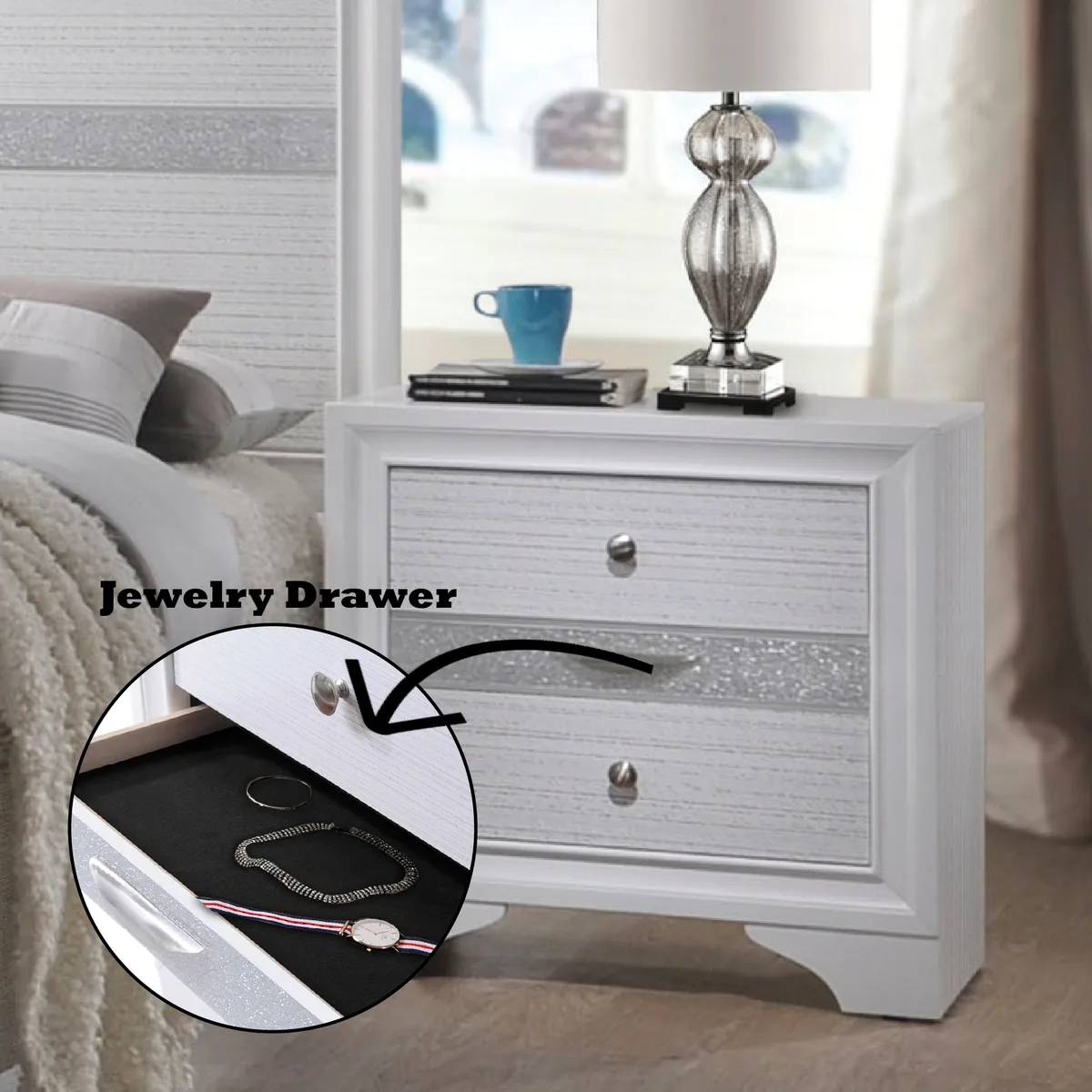 Acme Naima Nightstand in White 25773 — view 3