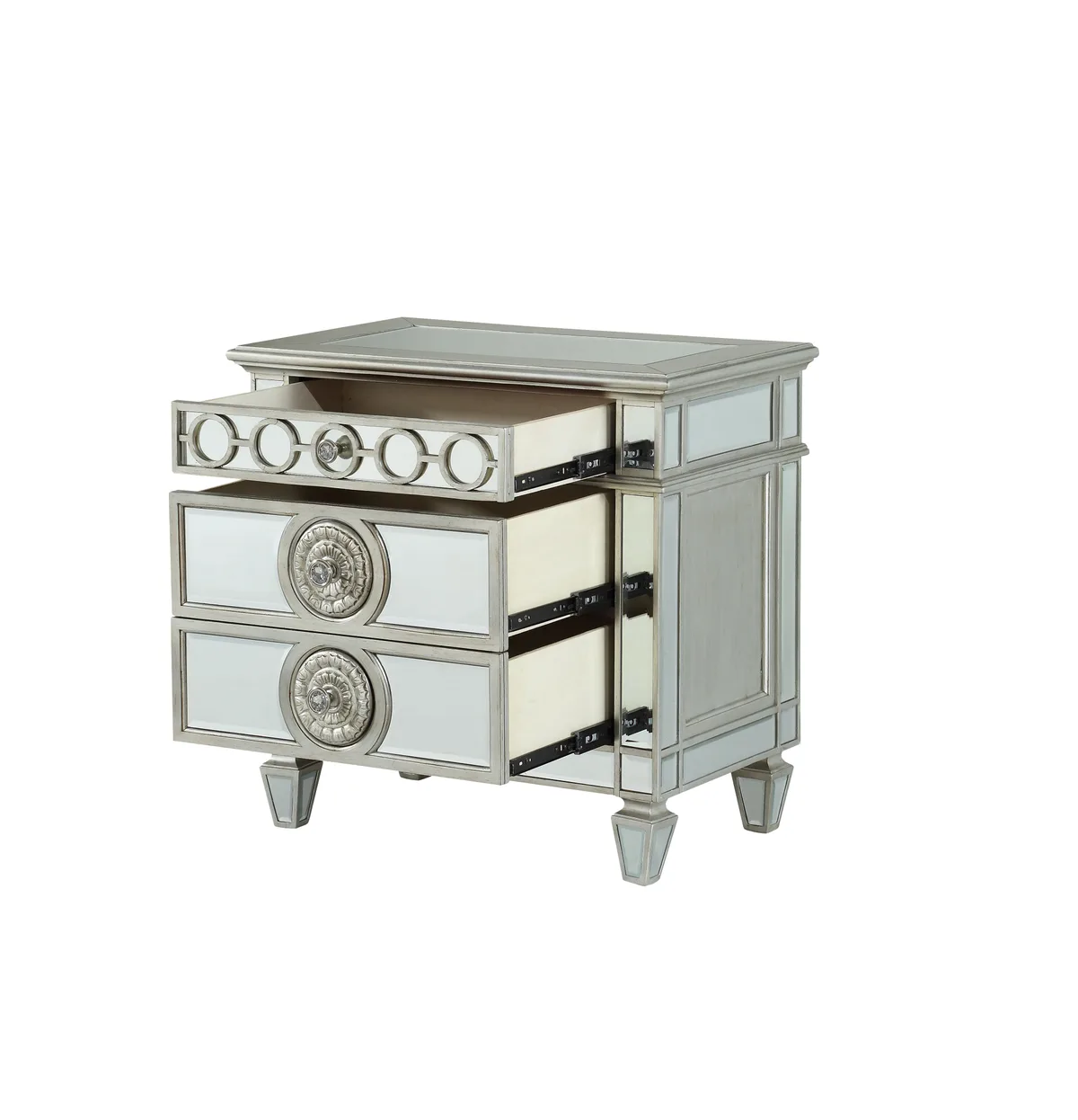 Acme Varian Nightstand in Mirrored 26153 — view 2