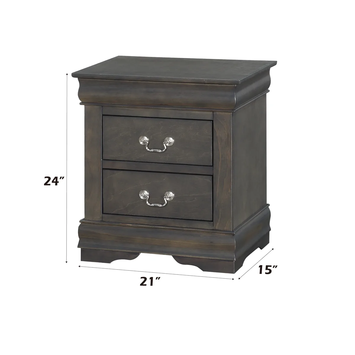 Acme Louis Philippe Nightstand in Dark Gray 26793 — view 2