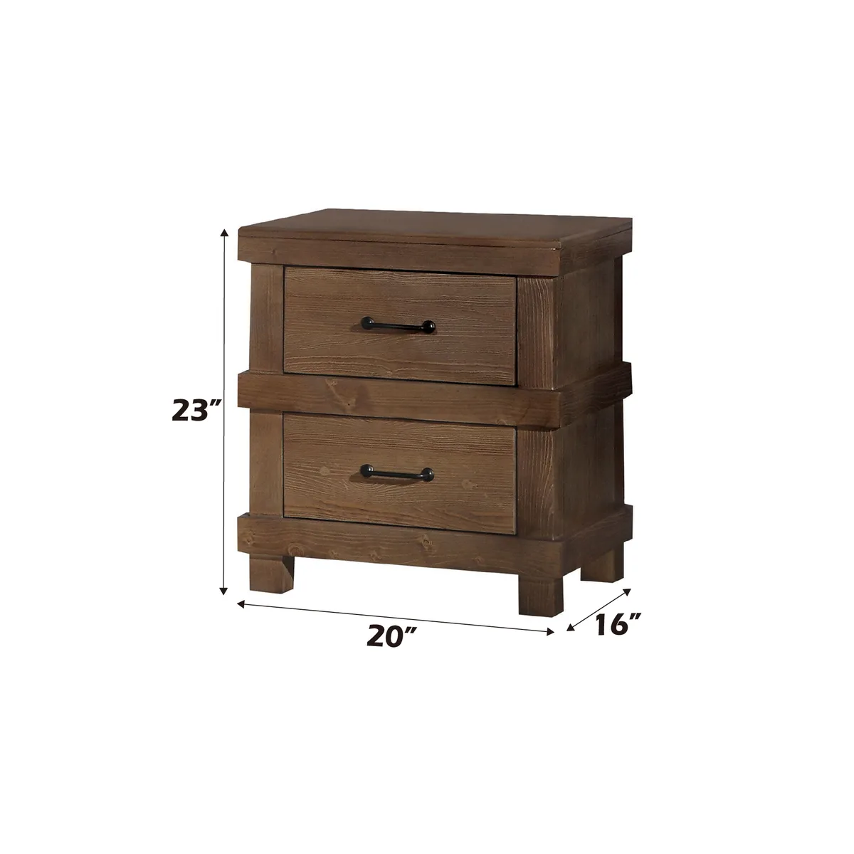 Acme Adams Nightstand in Antique Oak 30613 — view 2
