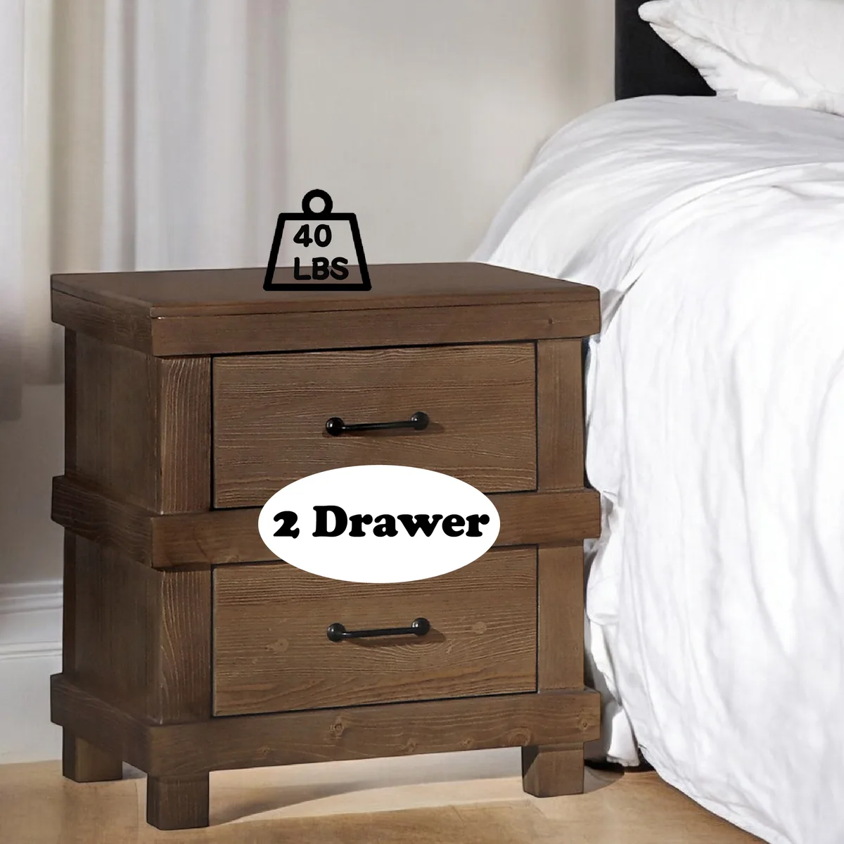 Acme Adams Nightstand in Antique Oak 30613 — view 4