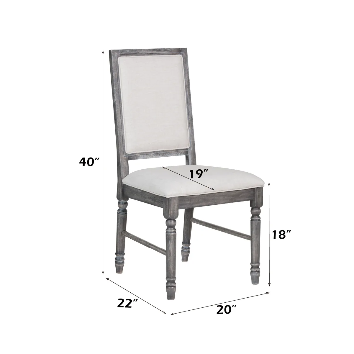 Leventis Side Chair (Set - 2) in Cream Linen & Weathered Gray 66182 — view 3