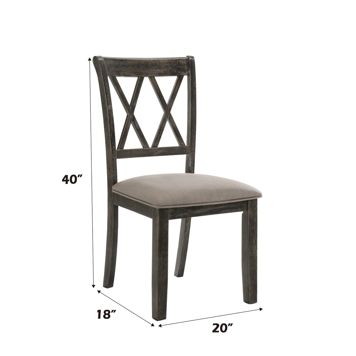 Claudia II Side Chair (Set - 2) in Fabric & Weathered Gray 71882 — view 2