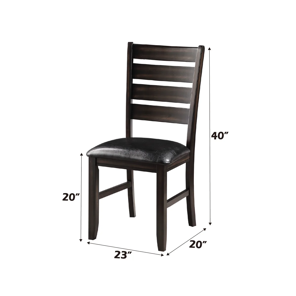 Acme Urbana Side Chair (Set - 2) in Black PU & Espresso 74624 — view 2