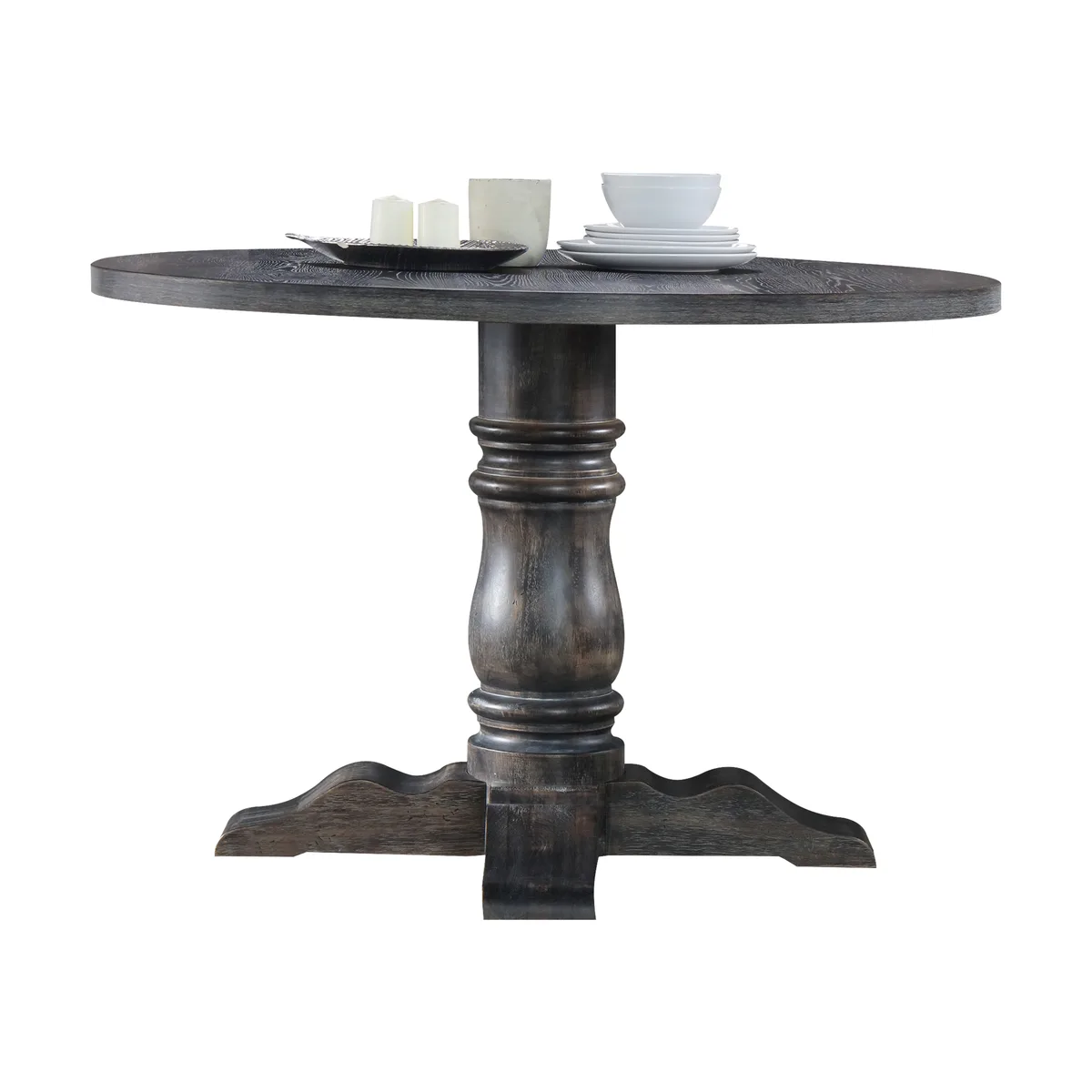 Acme Leventis Dining Table in Weathered Gray 74640 — view 3