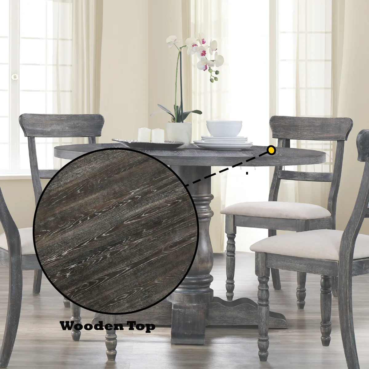 Acme Leventis Dining Table in Weathered Gray 74640 — view 4