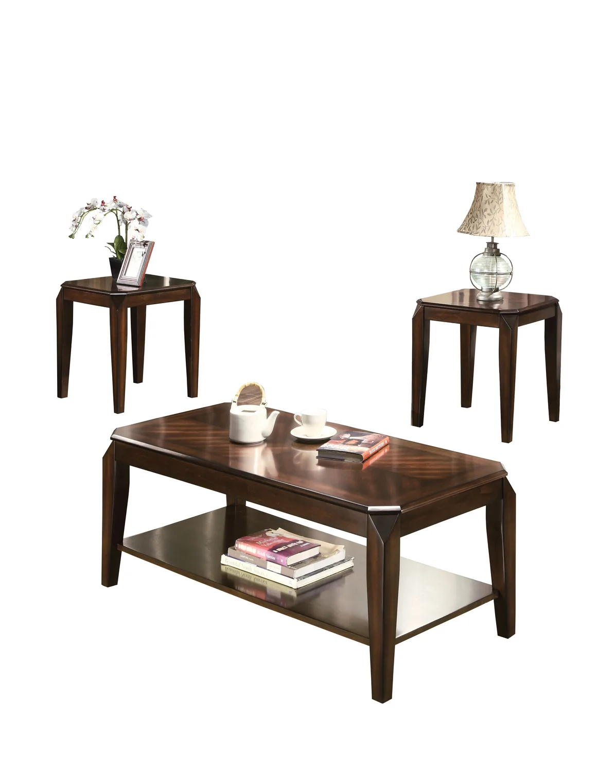 Acme Docila Coffee/End Table Set (3Pc Pk) in Walnut 80655 — view 2