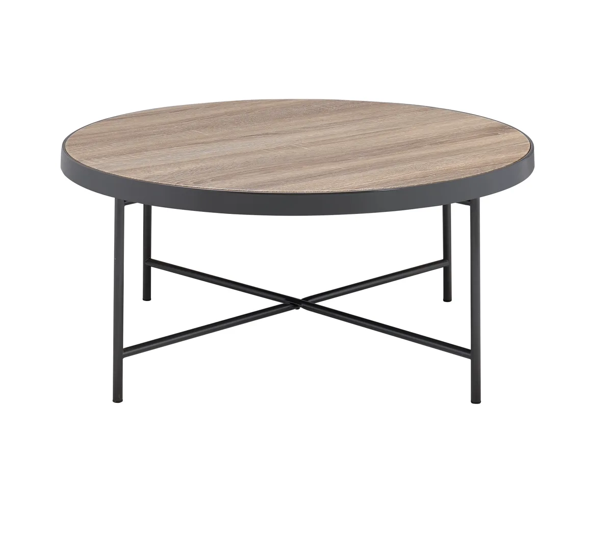 Acme Bage Coffee Table in Weathered Gray Oak & Metal 81735 — view 2