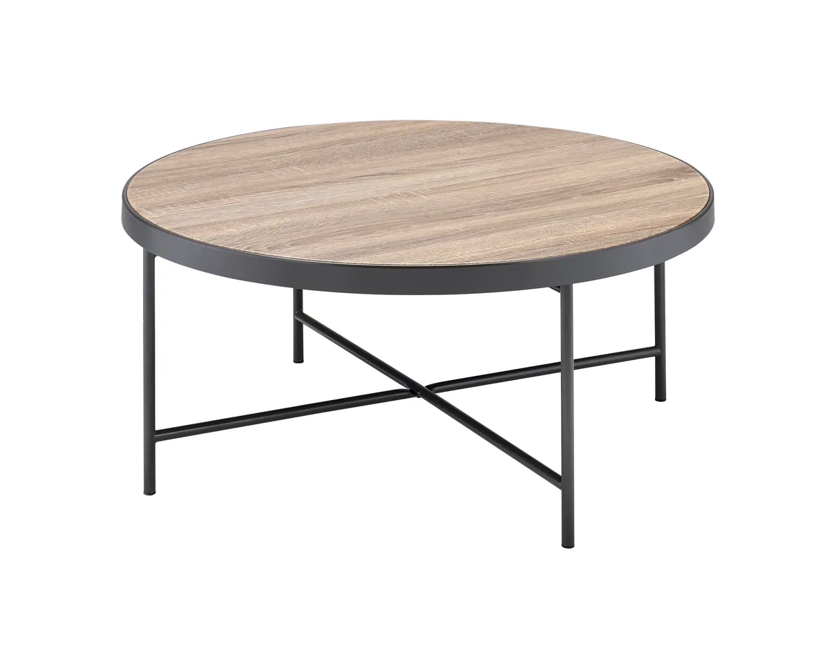 Acme Bage Coffee Table in Weathered Gray Oak & Metal 81735 — view 3