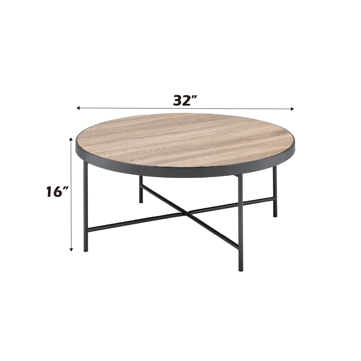 Acme Bage Coffee Table in Weathered Gray Oak & Metal 81735 — view 4