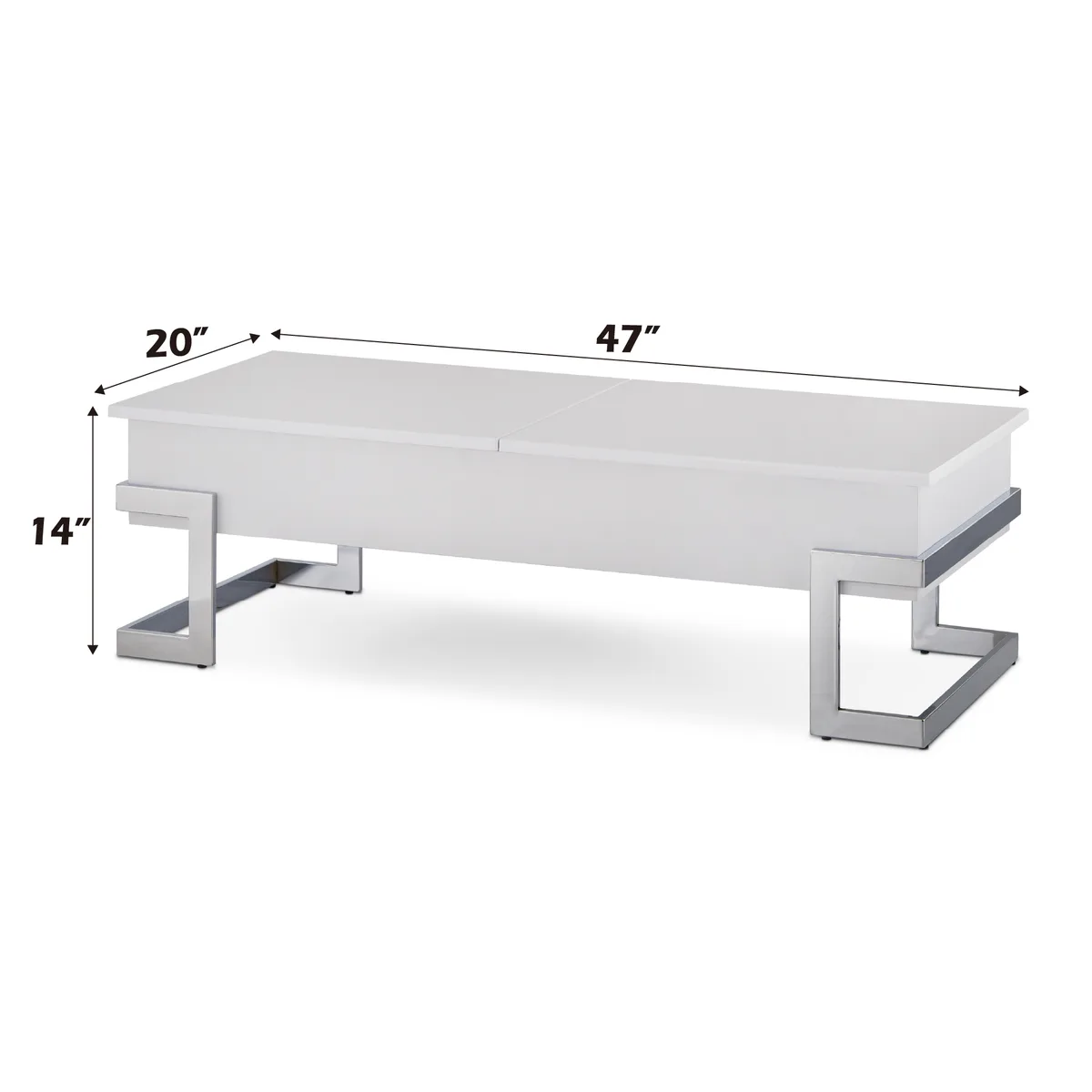 Acme Calnan Coffee Table in White & Chrome 81850 — view 3