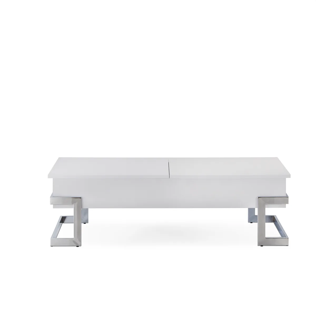 Acme Calnan Coffee Table in White & Chrome 81850 — view 4