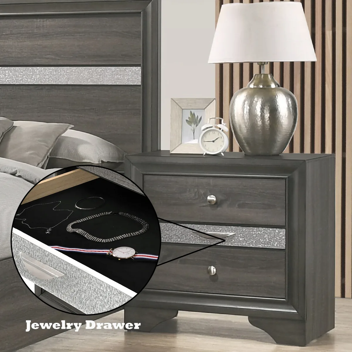 Naima Nightstand, Gray 25973 — view 2