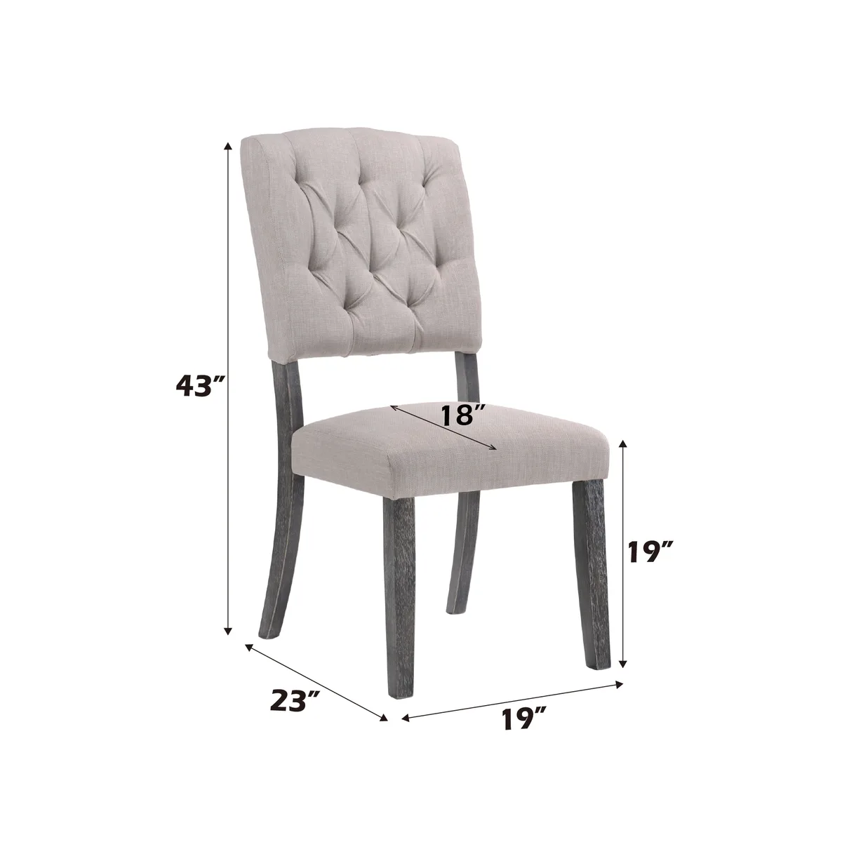 Bernard Side Chair (Set - 2), Fabric & Weathered Gray Oak (2Pc/1Ctn) 66192 — view 4