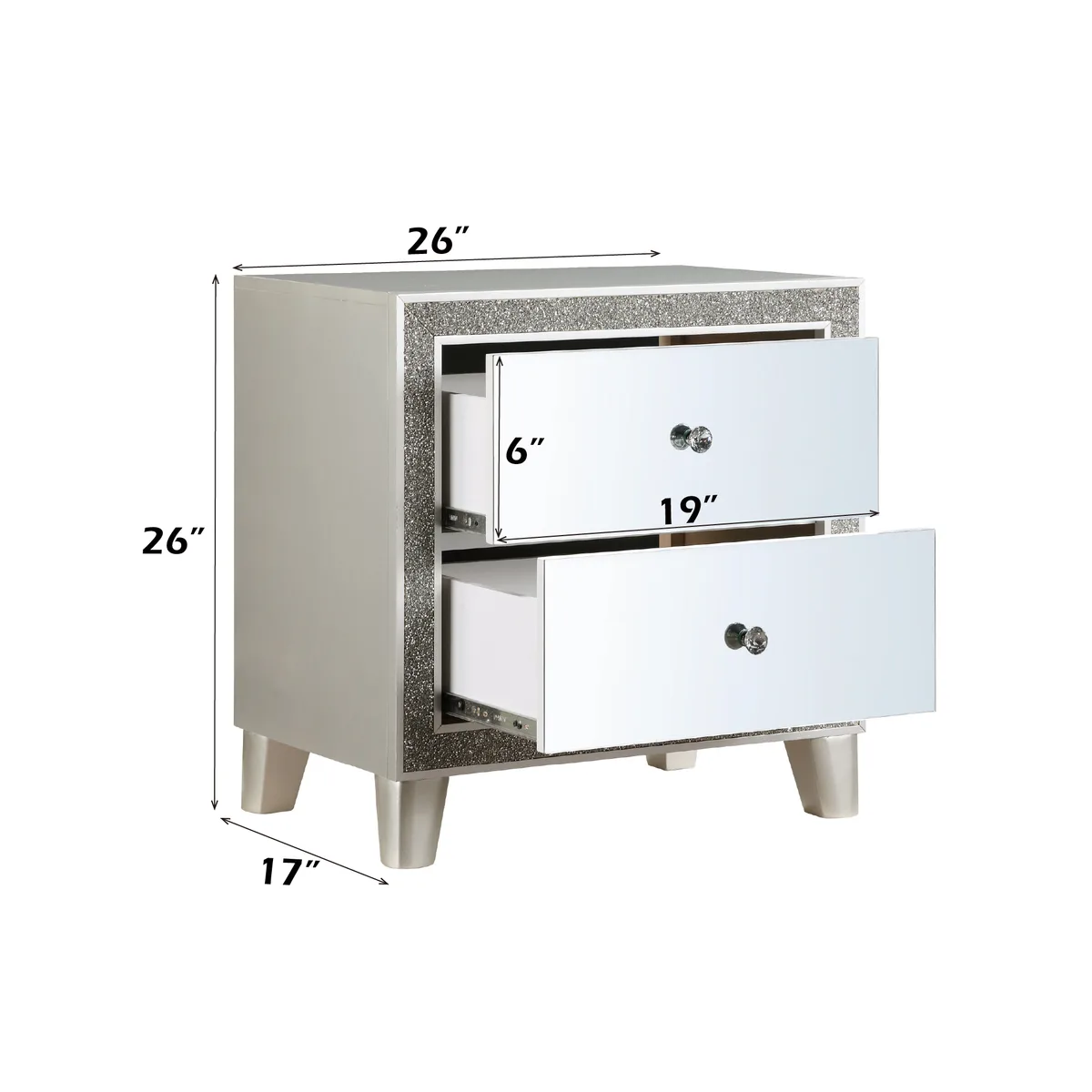 Sliverfluff Nightstand, Mirrored & Champagne Finish — view 2