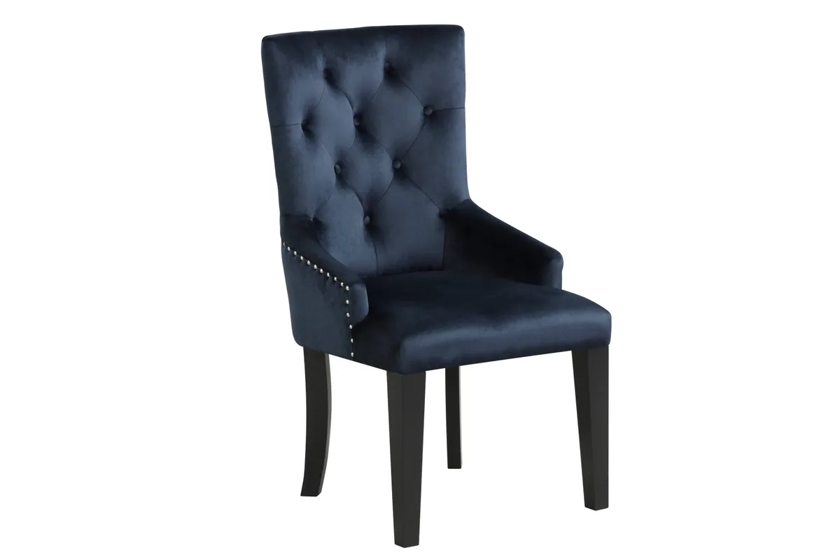 Varian II Side Chair (1 Pc) in Black Velvet & Black & Sliver Finish — view 1