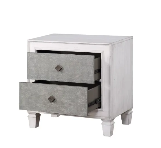 Acme Katia Nightstand in Rustic Gray & White Finish — view 4