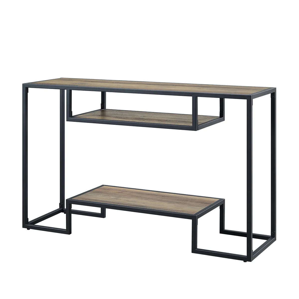 Idella Console Table in Rustic Oak & Black Finish — view 1