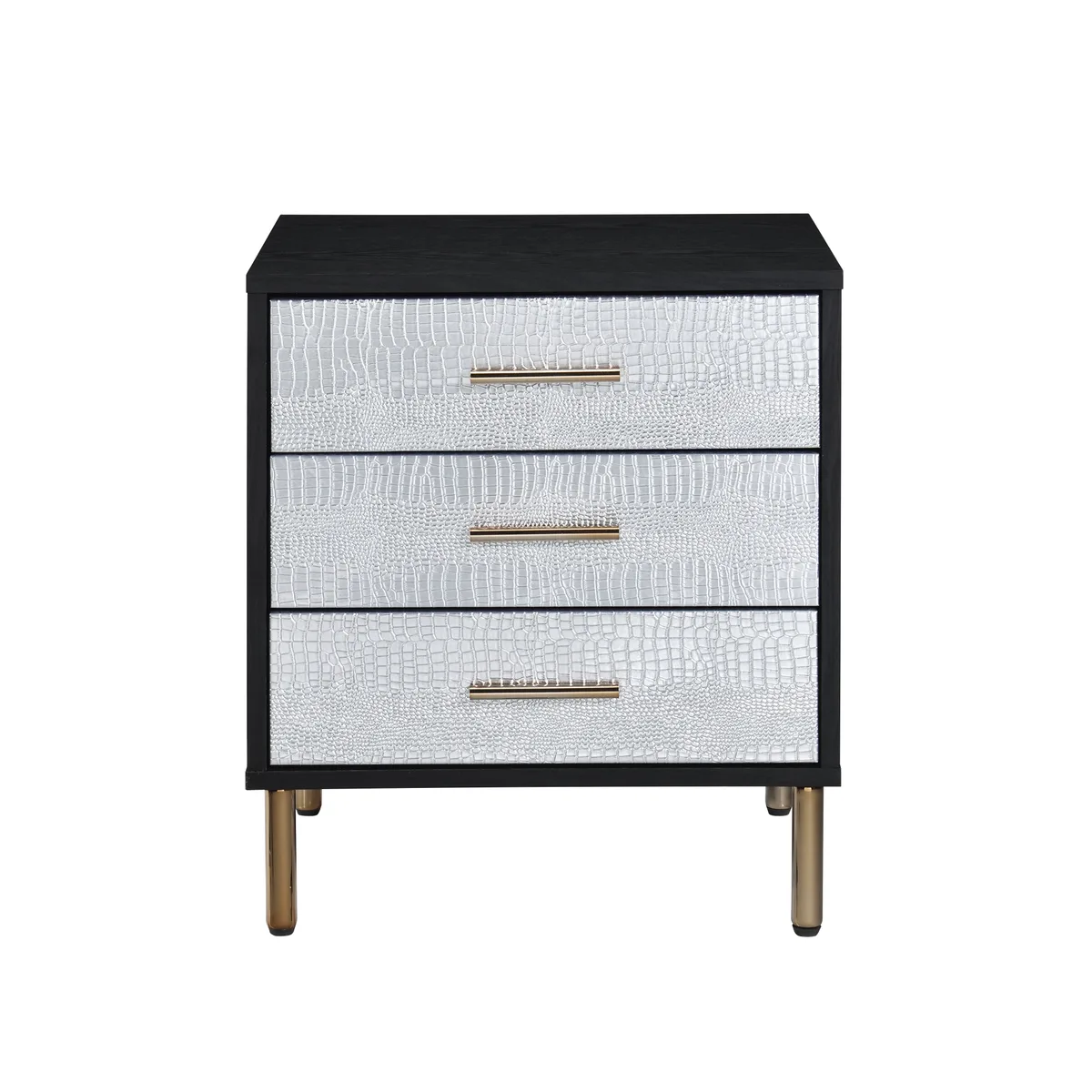 Myles Nightstand, Black, Silver & Gold Finish — view 2