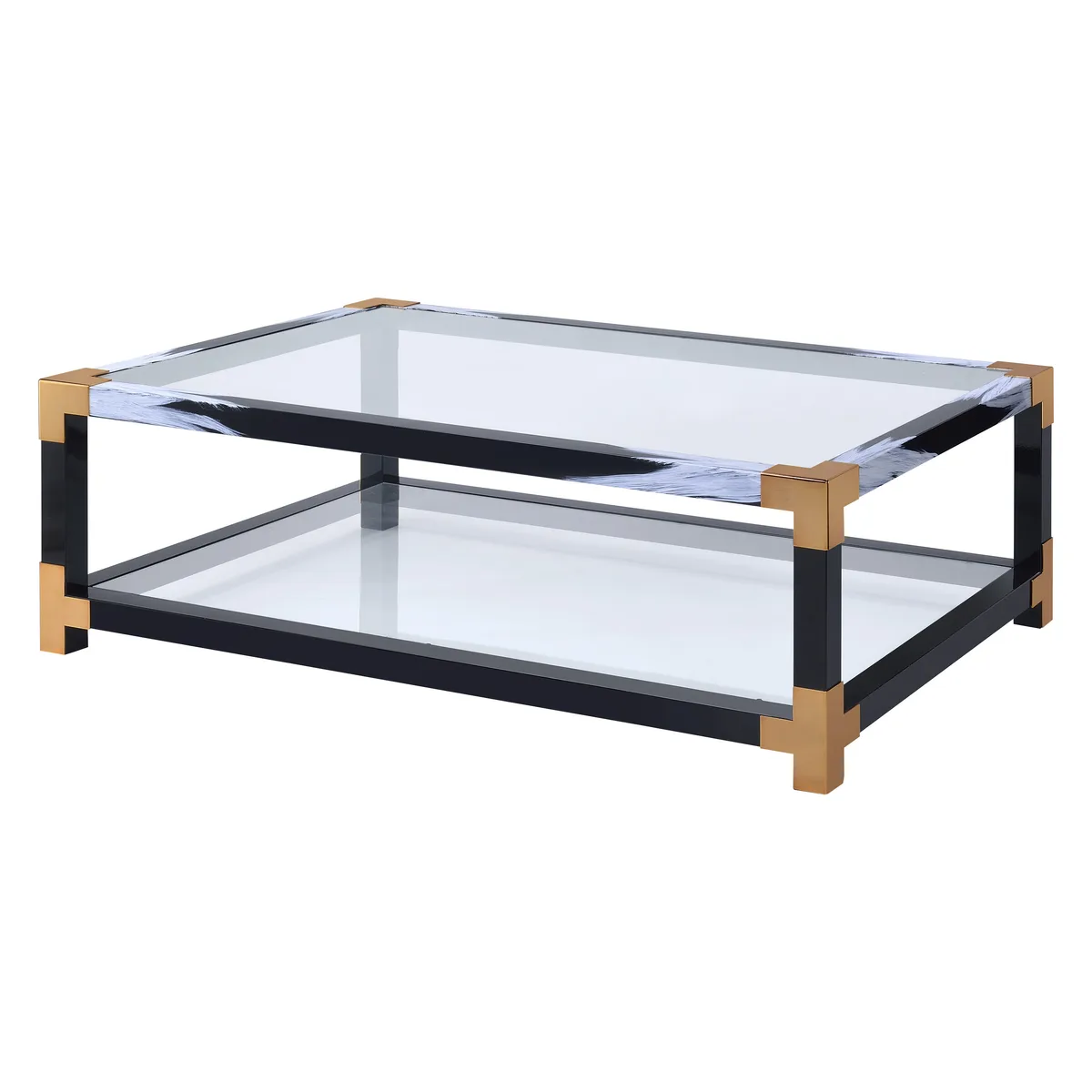 Acme Lafty Coffee Table in White Brushed & Clear Glass 81000 — view 1
