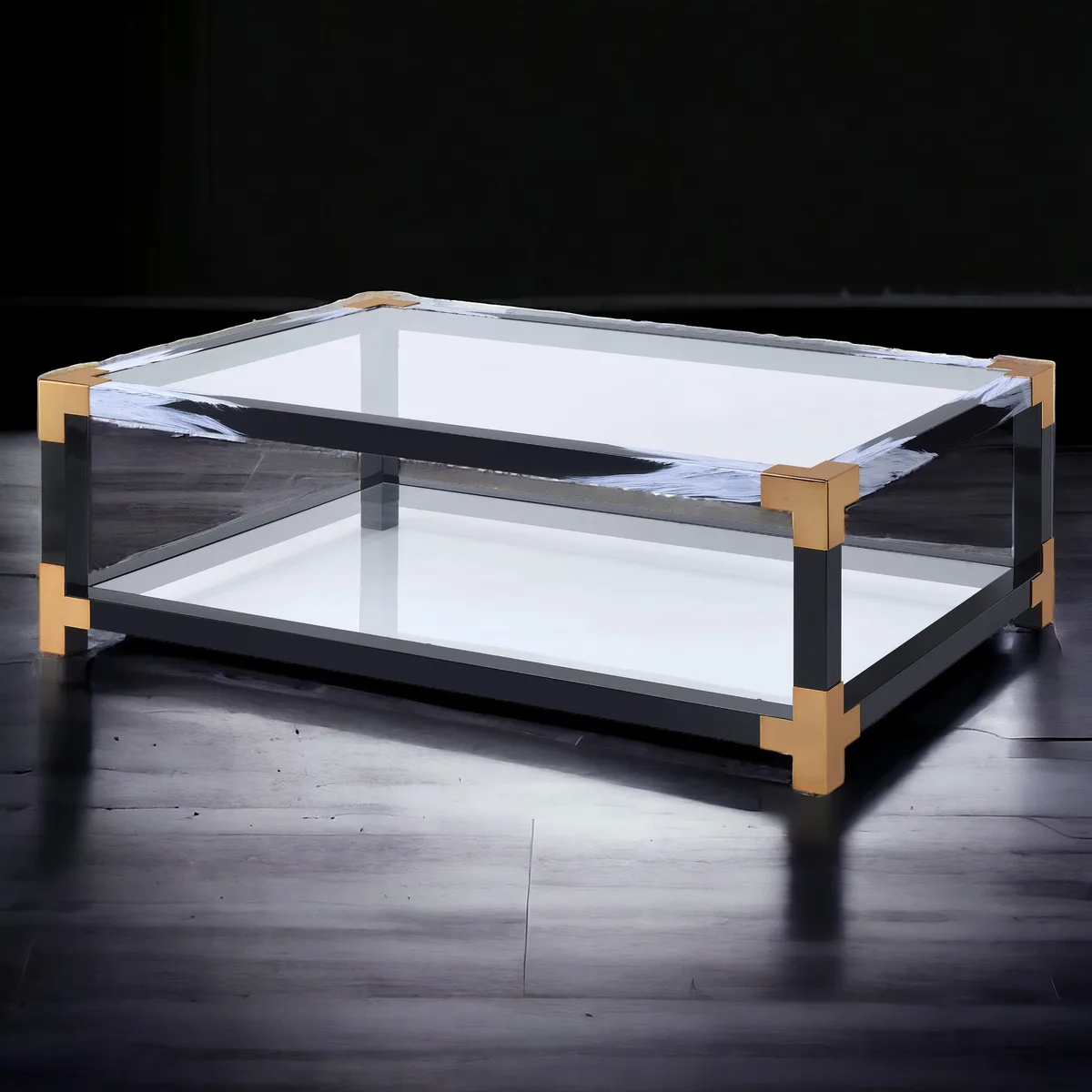 Acme Lafty Coffee Table in White Brushed & Clear Glass 81000 — view 3