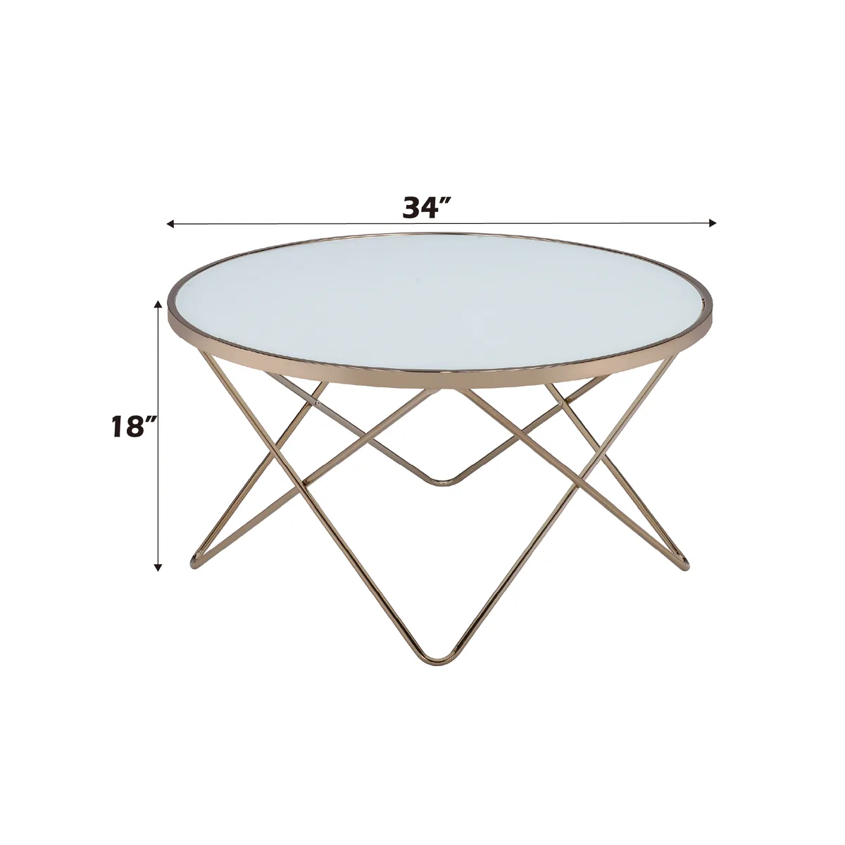 Acme Valora Coffee Table in Champagne & Frosted Glass 81825 — view 2