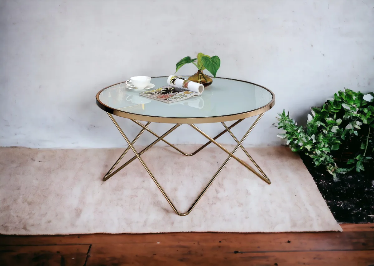 Acme Valora Coffee Table in Champagne & Frosted Glass 81825 — view 3