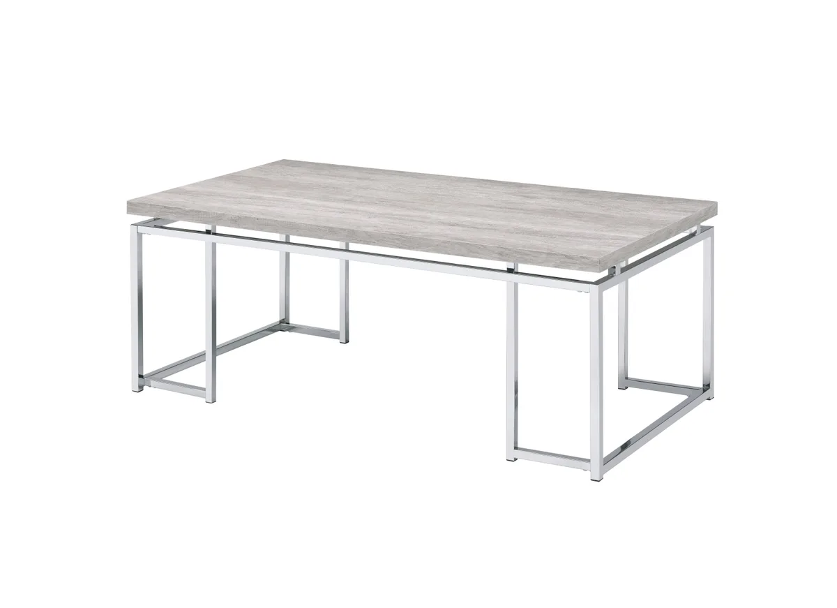 Chafik Coffee Table, Natural Oak & Chrome 85370 — view 2