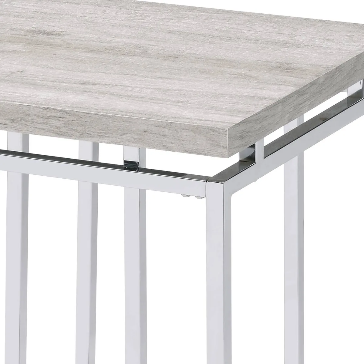 Acme Chafik End Table, Natural Oak & Chrome 85372 — view 3
