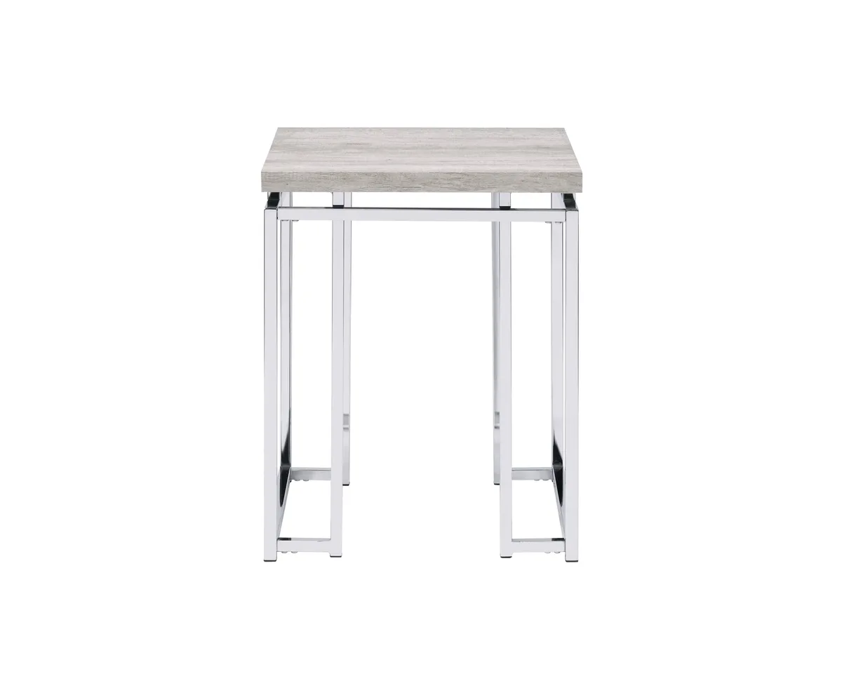 Acme Chafik End Table, Natural Oak & Chrome 85372 — view 4
