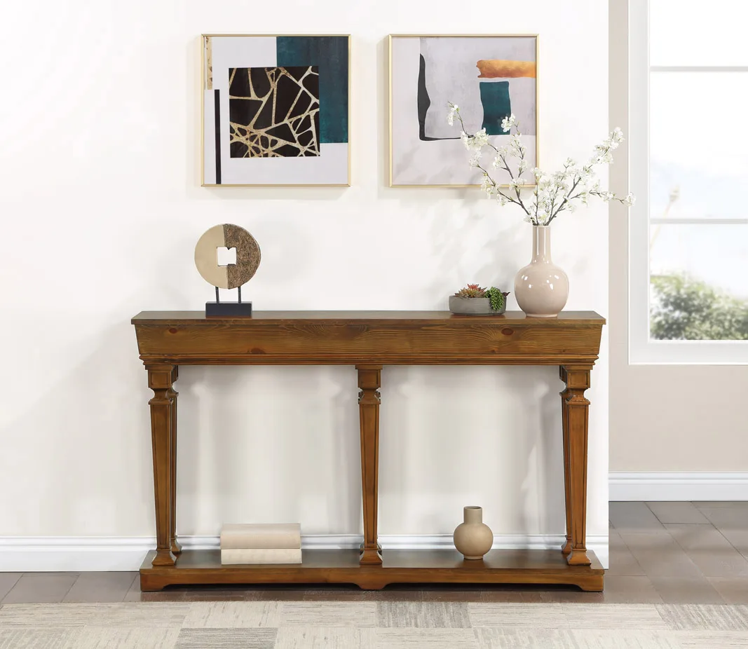 Acme Garrison Console Table in Oak 97252 — view 1