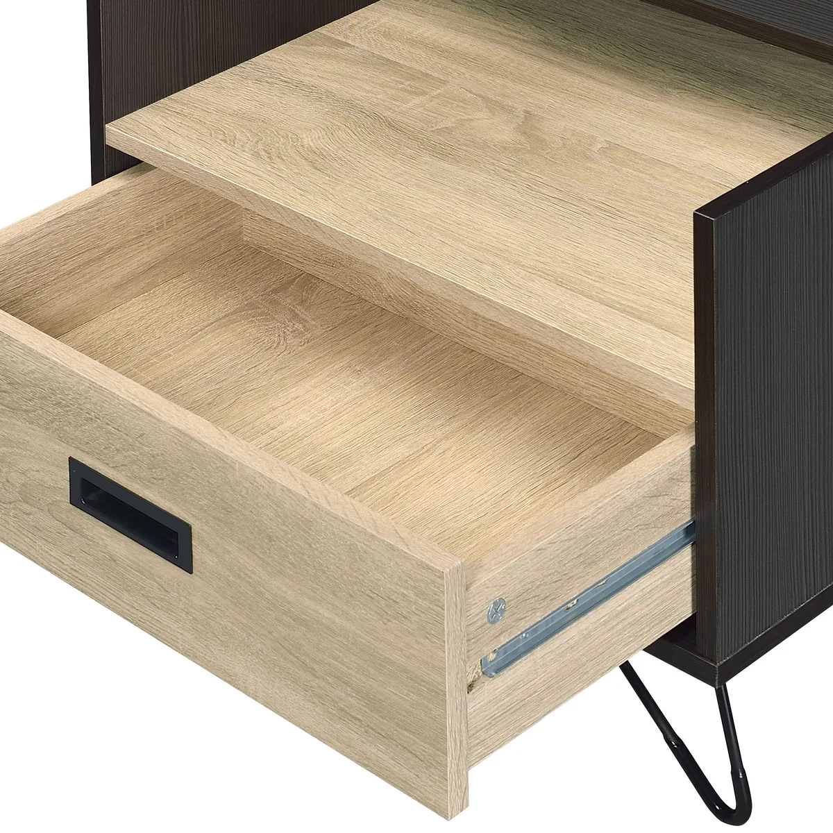 Acme Melkree Accent Table, Oak & Black Finish 97968 — view 3