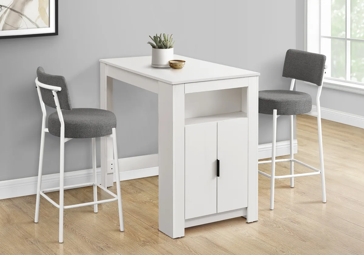 White Counter Height Dining Table 48 Inch Rectangular with Storage Cabinet — view 4