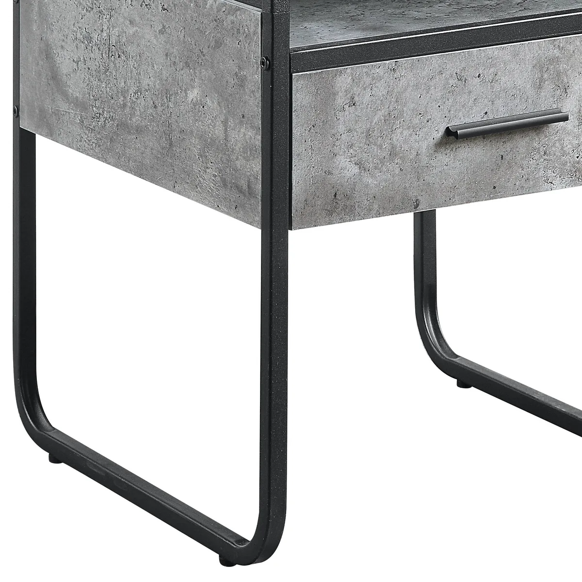 Raziela End Table w/Drawer, Concrete Gray & Black Finish — view 4