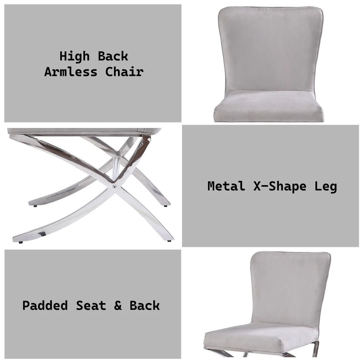 Acme Daire Side Chair (Set - 2) in Velvet & Chrome 71182 — view 2