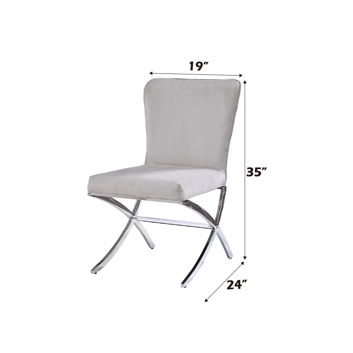 Acme Daire Side Chair (Set - 2) in Velvet & Chrome 71182 — view 3