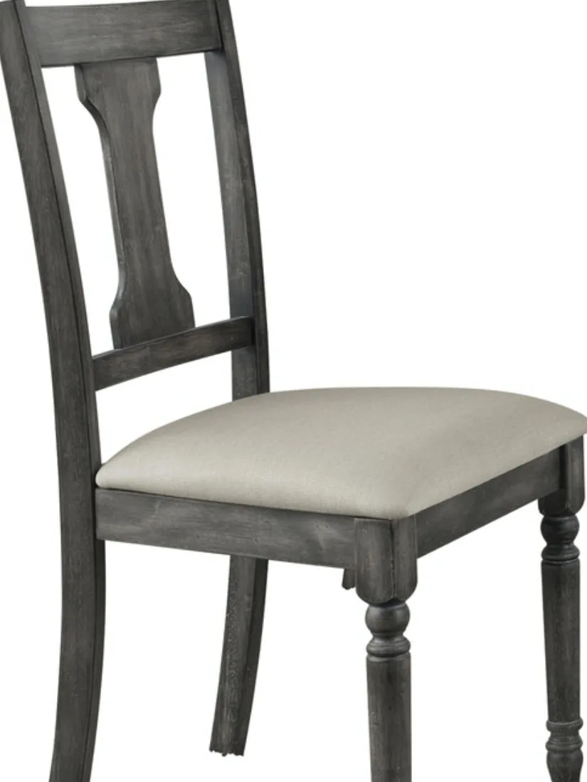 Acme Wallace Side Chair (Set - 2) in Tan Linen & Weathered Gray 71437 — view 3