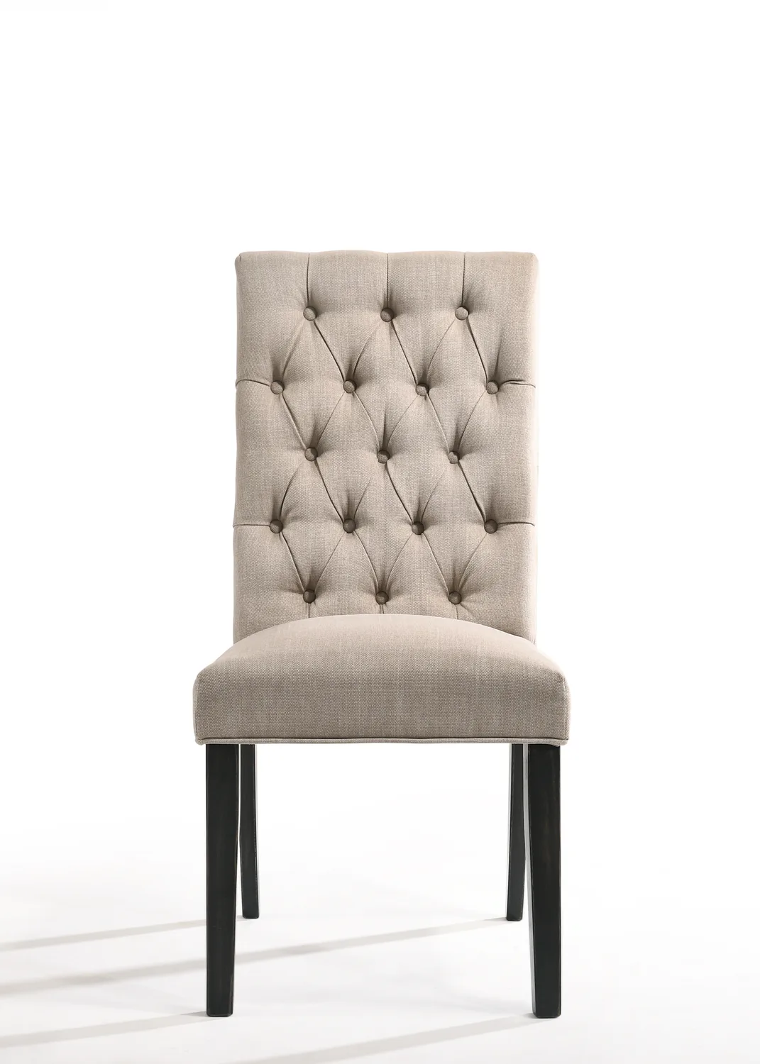 Acme Morland Side Chair (Set - 2) in Tan Linen & Vintage Black 74647 — view 1