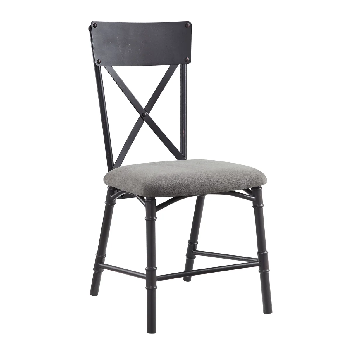 Acme Edina Side Chair (Set - 2), Gray Fabric, Oak & Sandy Black Finish — view 1
