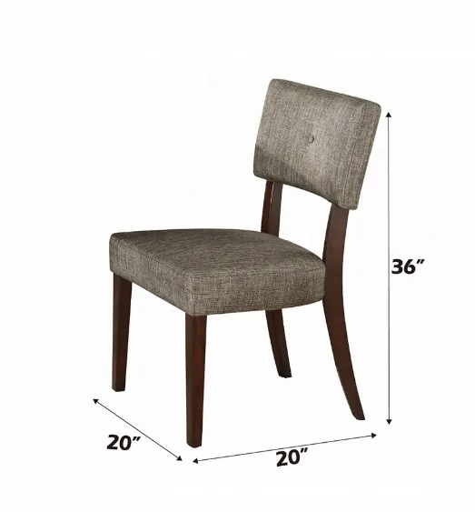 Acme Drake Side Chair (Set - 2) in Gray Fabric & Espresso 16252 — view 3
