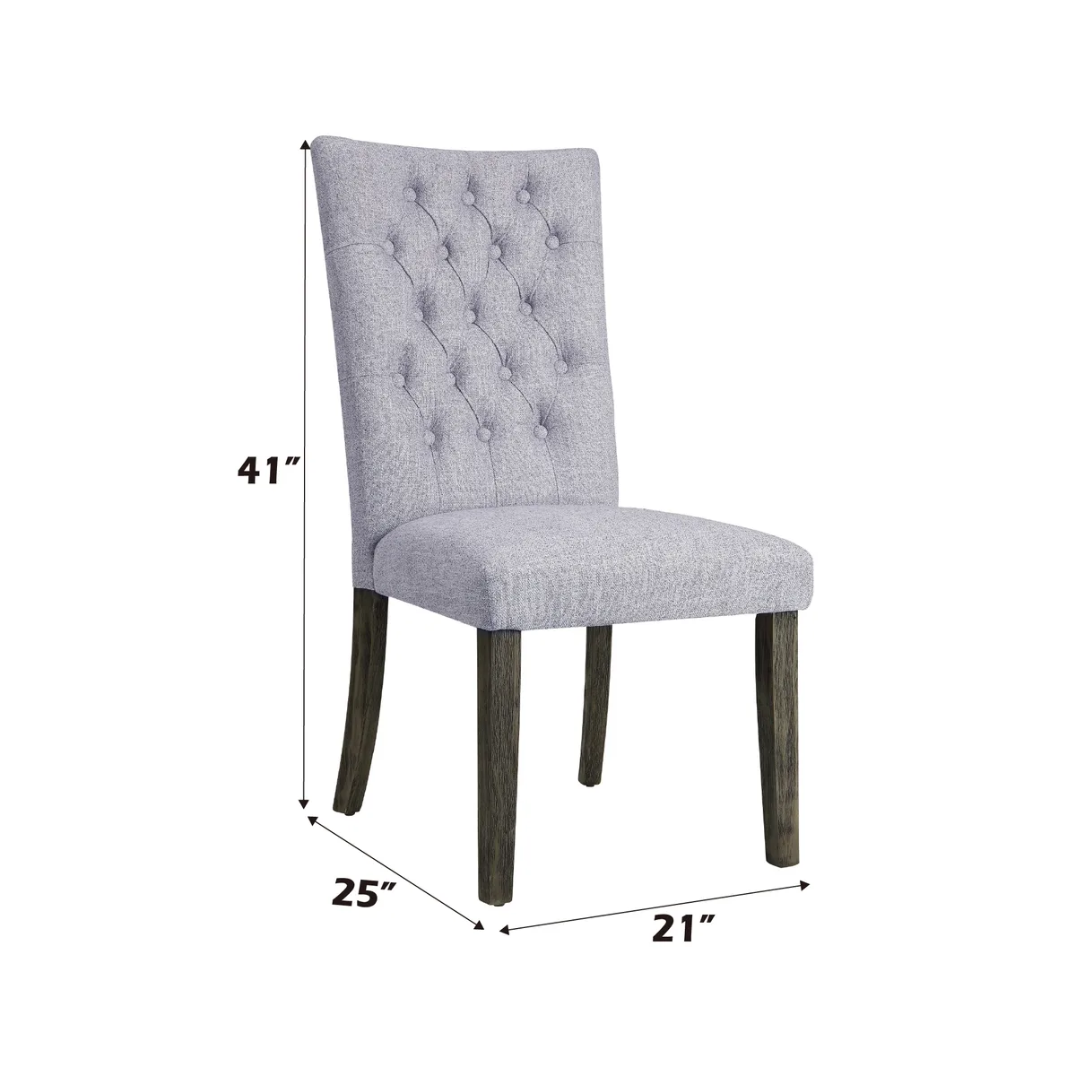 Acme Merel Side Chair (Set - 2) in Gray Fabric & Gray Oak 70168 — view 4